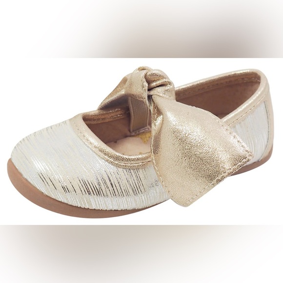 Livie & Luca gold bow Mary Janes - Picture 1 of 7